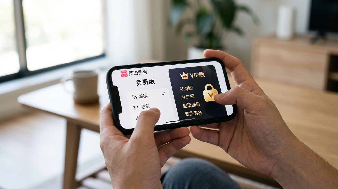 美图秀秀免费版和VIP会员功能差异对比